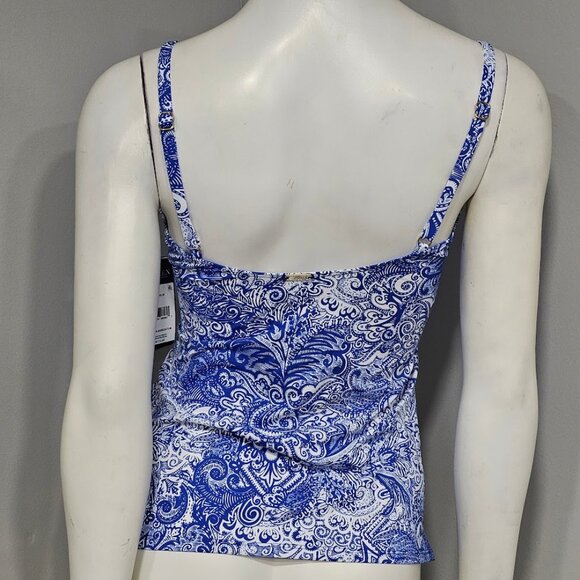 Lauren Ralph Lauren Paisley Twist Front Underwire Tankini Swim Top - Picture 4 of 7